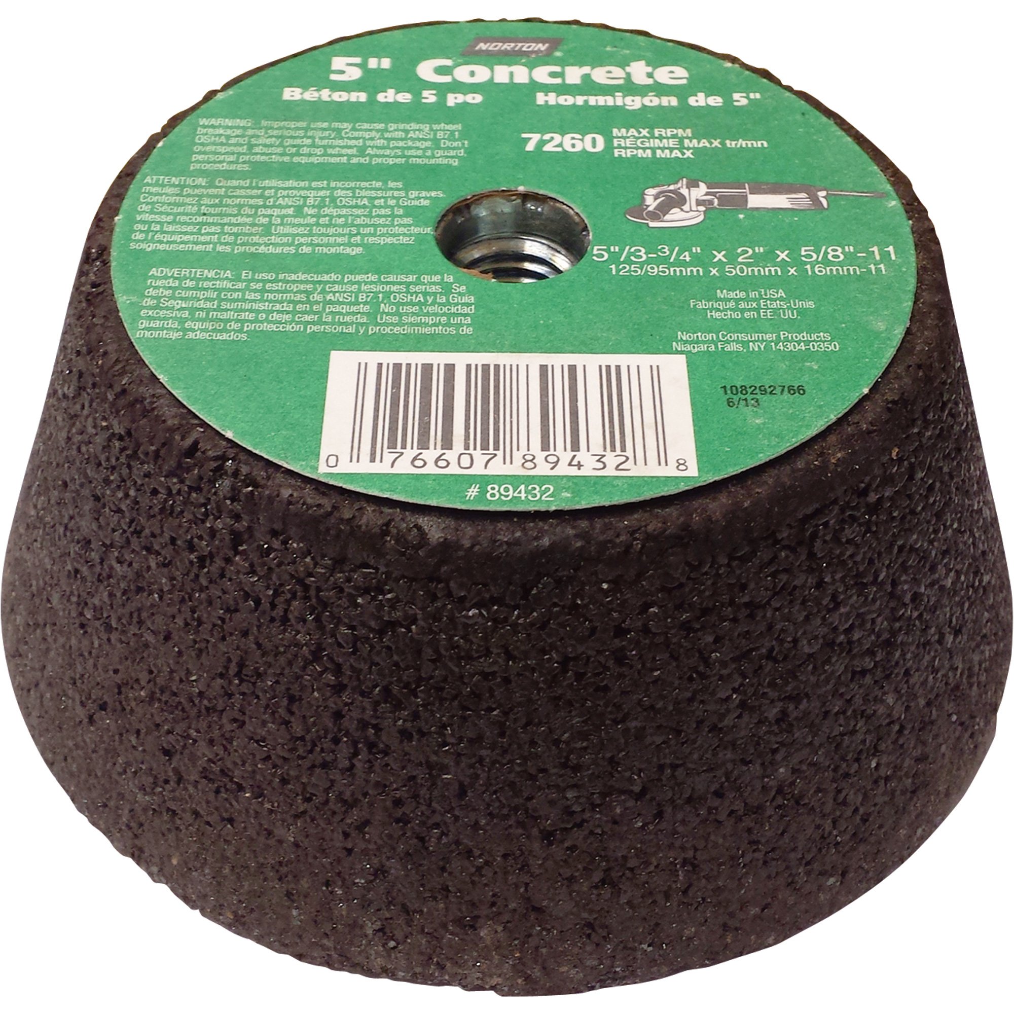 Norton Grinding Wheel — 5in. Dia, Flaring Cup